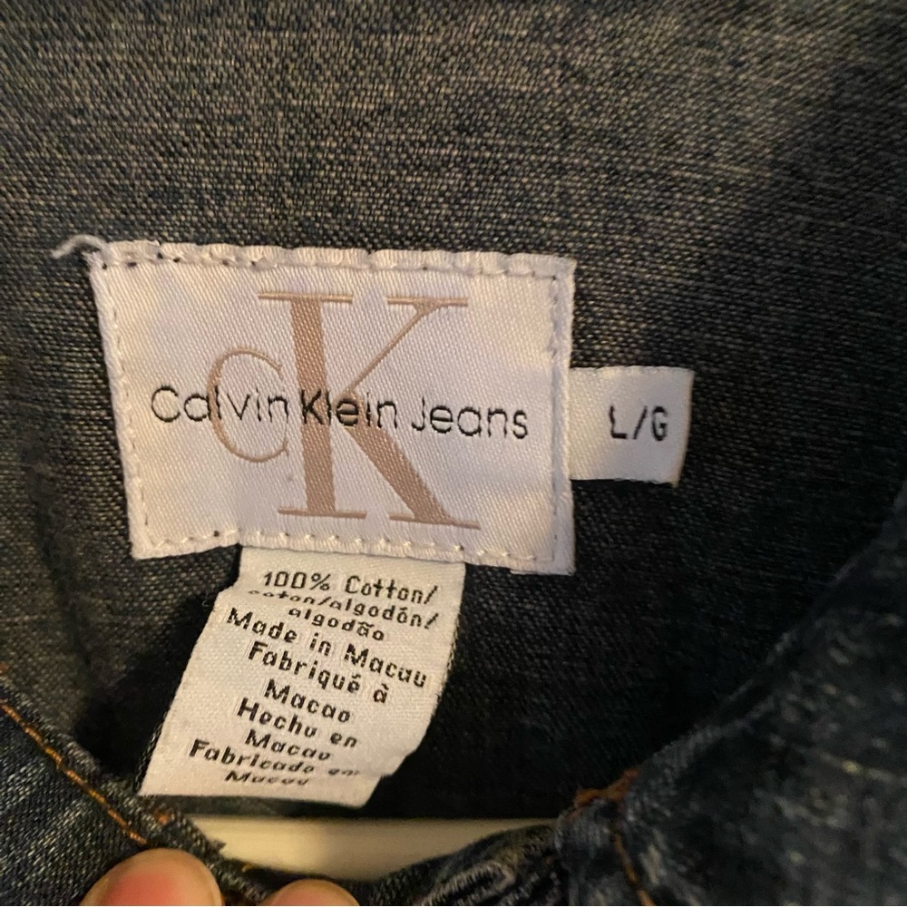 Calvin Klein Denim Jacket Size Large Like Dark Blue - Picture 3 of 9